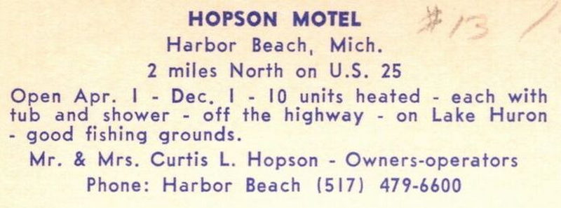 Hooks Waterfront Resort (Train Station Motel, Hopson Motel) - Vintage Motel